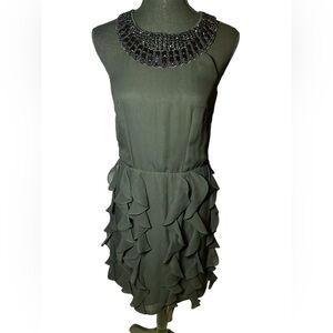 Jessica Howard Olive Ruffle Mini Dress